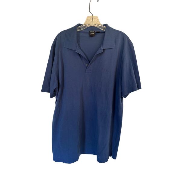 Hugo Boss Men’s Pima Cotton Polo Shirt Short Sleeve Size XL Navy Blue - Picture 1 of 4